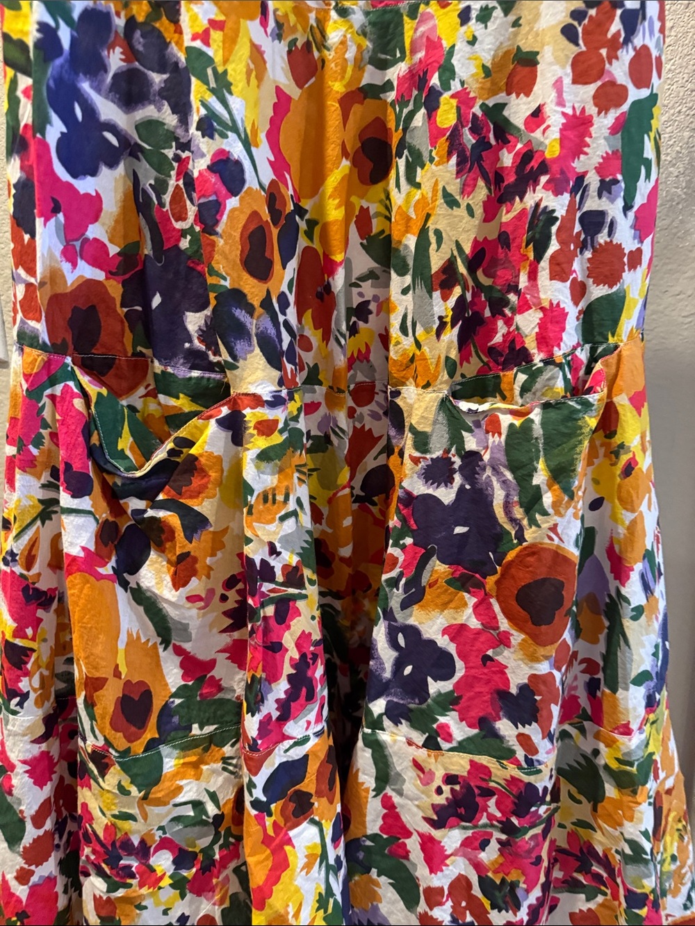🌺 Dress Addict 100% Organic Cotton Floral Midi Dress w/ Pockets - Picture 5 of 5